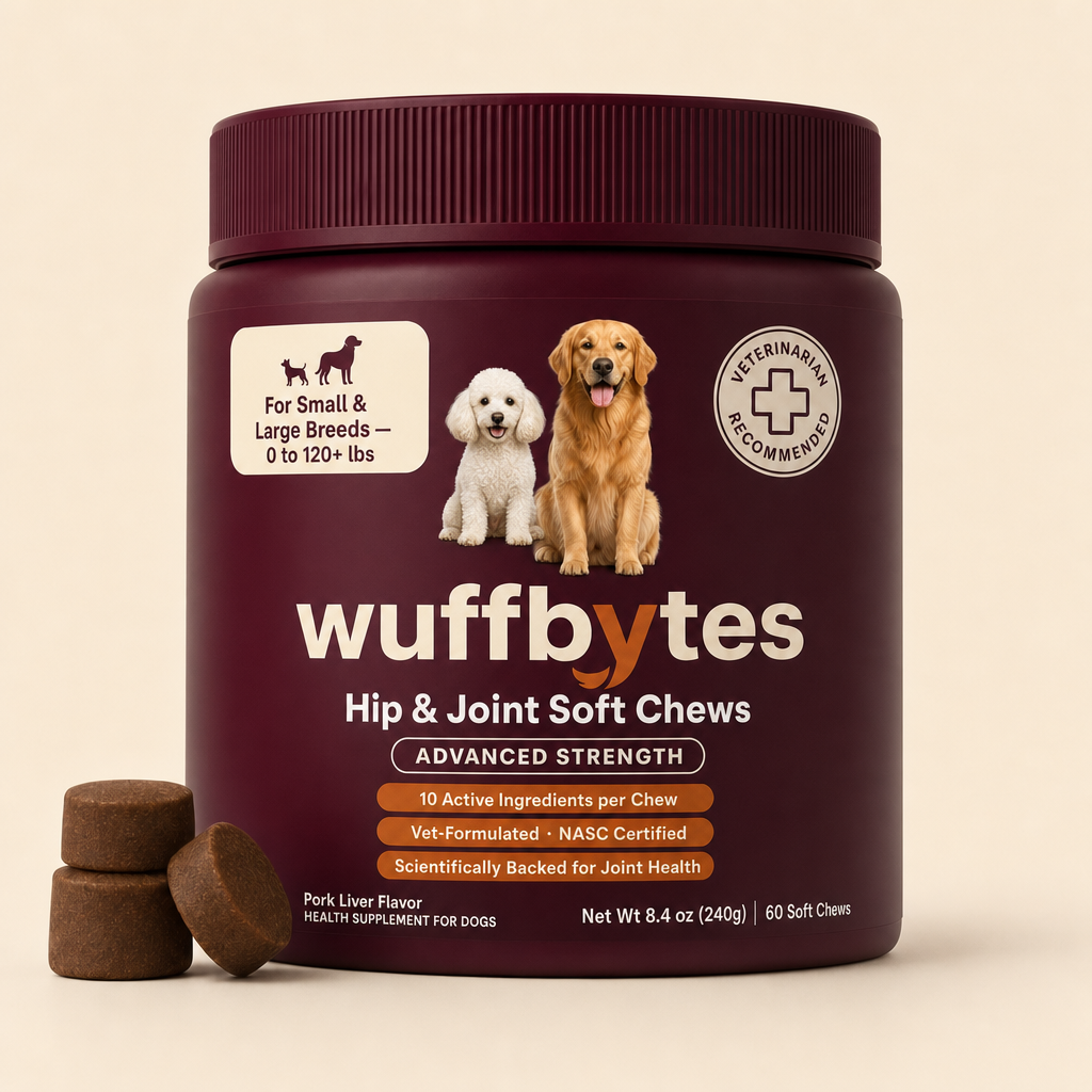 Wuffbytes Hip & Joint Soft Chews bottle